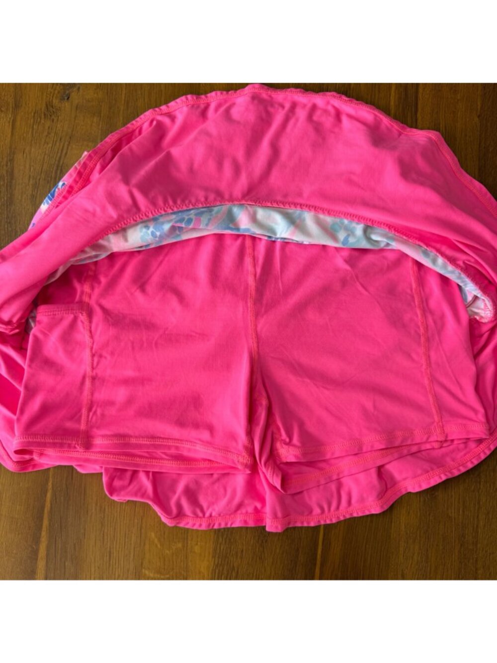 LILLY PULITZER Luxletic Skort Womens S Pink Blue Coral Ruffle Tennis Pickleball - Picture 3 of 10
